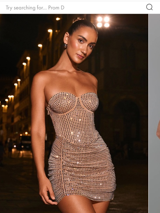 Oh Polly Dresses & Skirts - Oh Polly Nude Strapless Rhinestone Bodycon Mini Dress